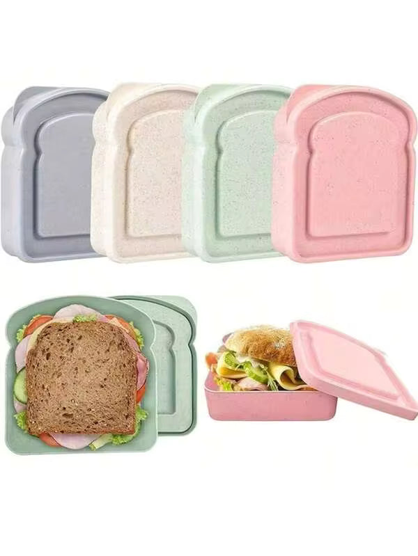 1pc Bento Box, Sandwich Container, Lunch Box Plastic Toast Shaped Food Storage Sandwich Box With Lid, Reusable, Microwave And Dishwasher Safe, Suitable For Family Or Adults, Kitchen Supplies