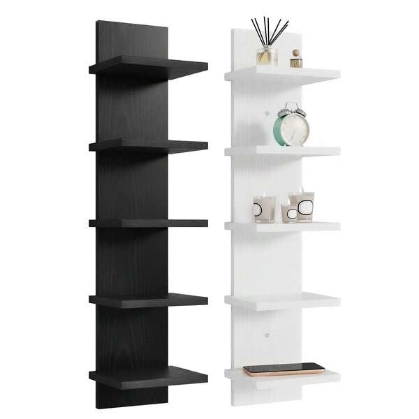 Tomnk 5-Tier Floating Wall Shelf, Wall Decor, Versatile Storage & Display, Sleek Space-Saving Display & Storage Rack, For Bedroom, Living Room, Office